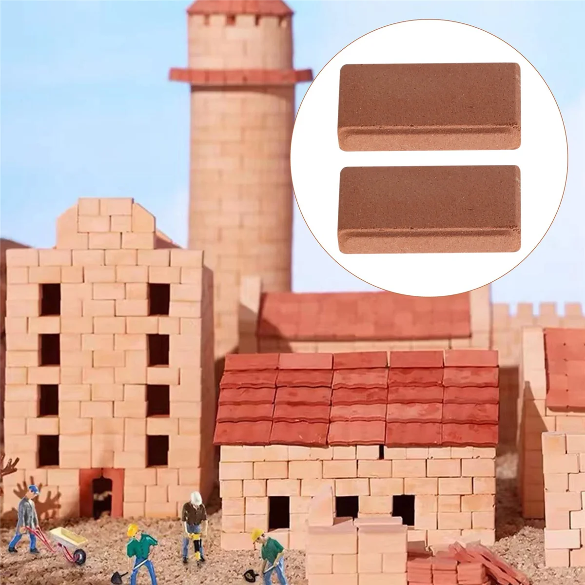 CHCH 200 Pieces Mini Bricks for Landscaping Miniature Bricks Brick Wall Small Bricks for Dollhouse Garden Parts,1/35 Scale
