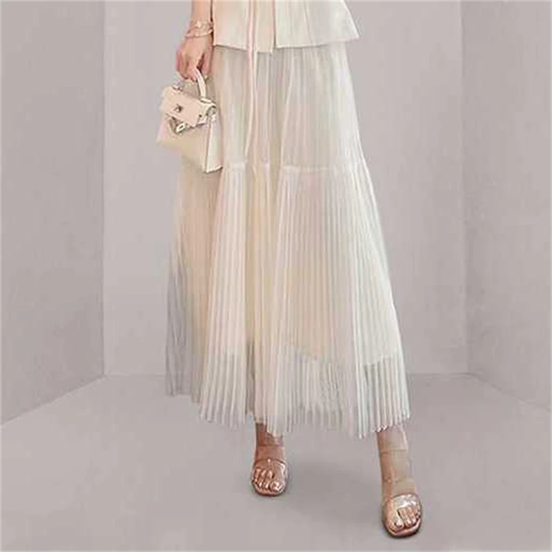 Two Piece Set for Women Summer Fashion Office Lady Lace Up Short Sleeve Luxury Outfit Fairy Elegant Chic Slim Pleated Maxi Skirt