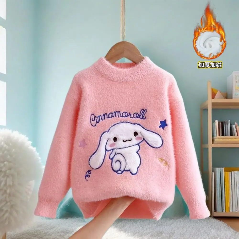 New Girls' Autumn Winter Sweater Mink Velvet Knitted Sweater Cartoon Cinnamoroll Children's Bottoming Shirt Tops Pullover - view 6