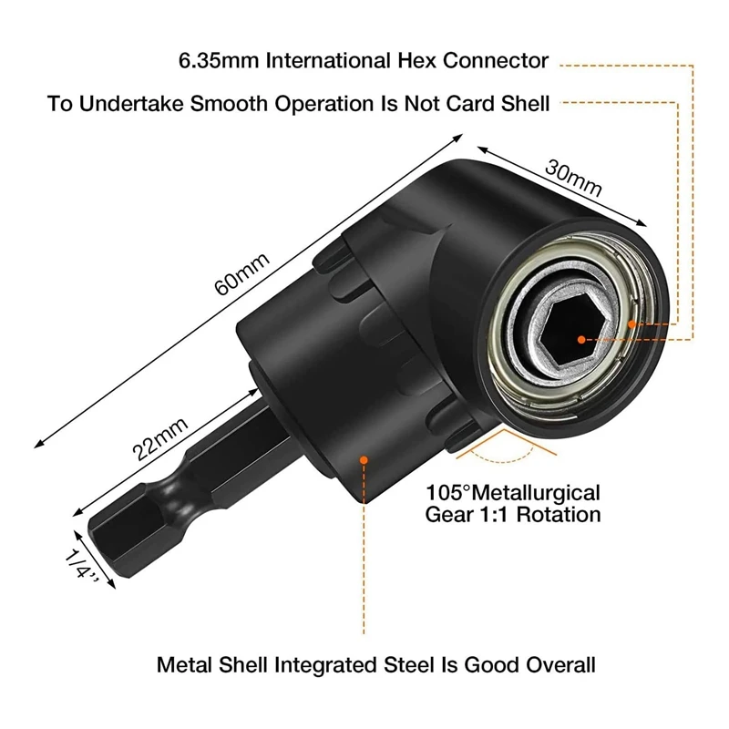 Right Angle Drill Adaptor 4-In-1 Impact Drill Bit Extension Metal 1/4 3/8 1/2In Impact Grade Socket Adapter Set