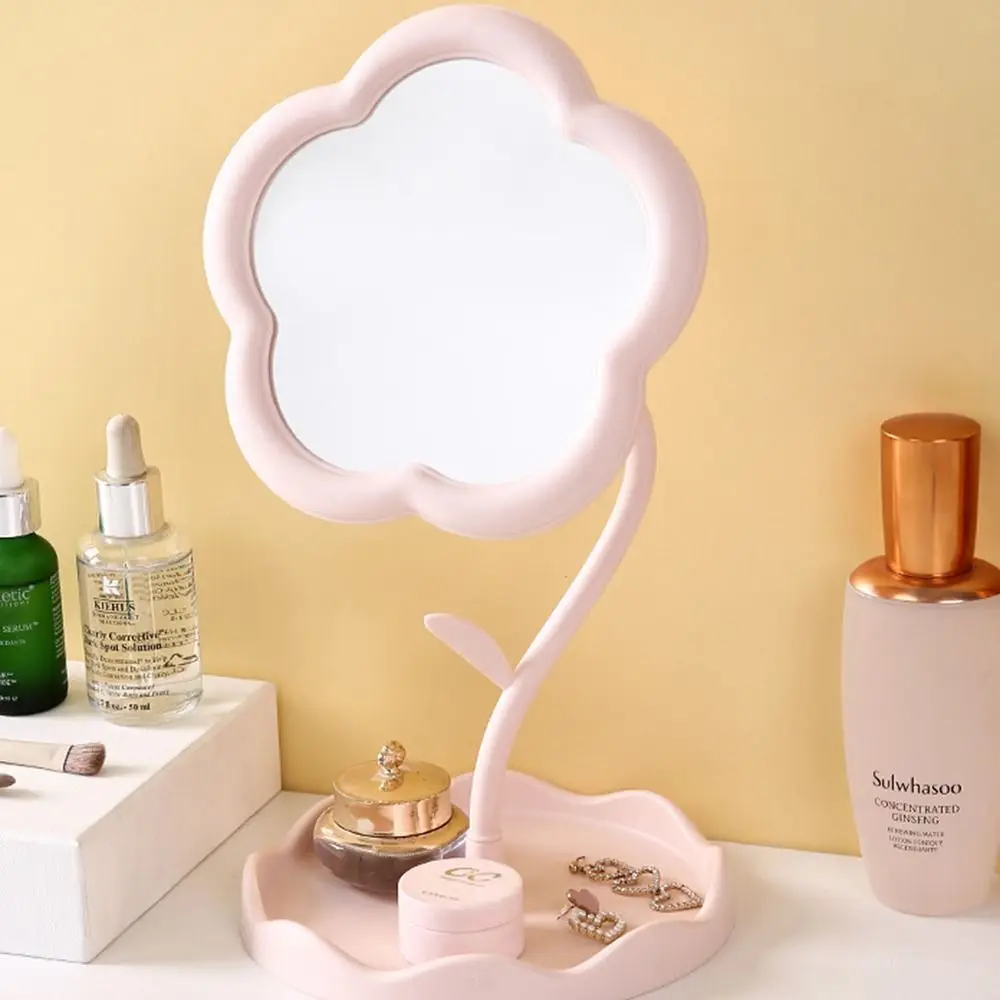 Cute Sunflower Shaped Dressing Mirror Classic Detachable Desktop Makeup Mirror Single Side 360 Degree Rotation Table Mirror Home