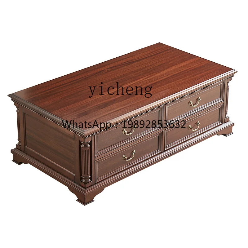 solid wood coffee table black walnut living room TV cabinet combination sofa matching long coffee table