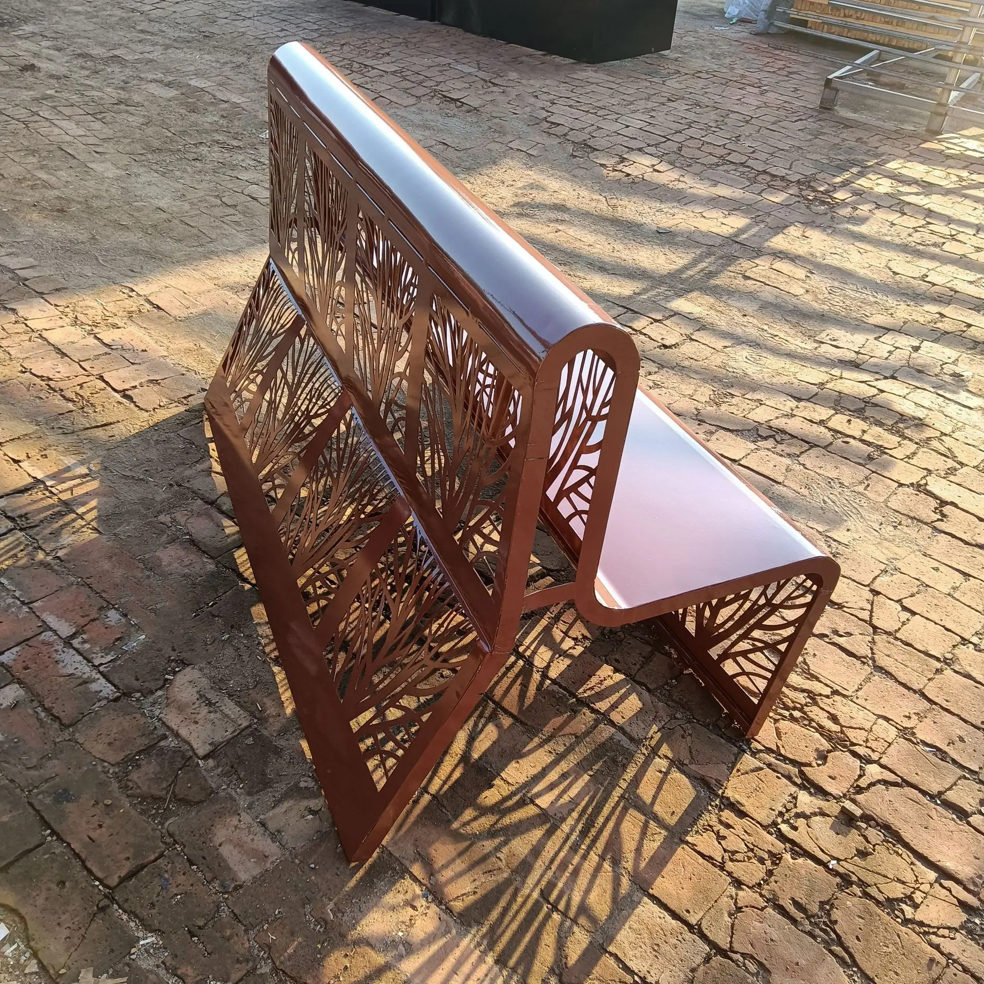 

Outdoor Park Chair Street Community Square Wrought Iron Hollow Seat Courtyard Terrace Scenic Spot Landscape Bench Manufacturer
