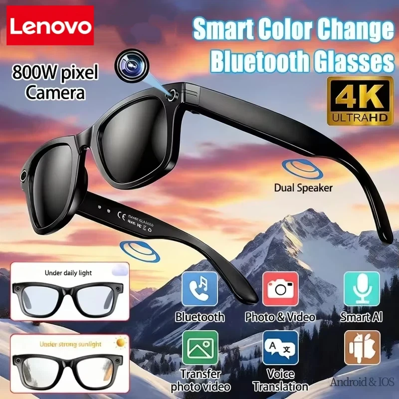 

Lenovo 200W AI Smart Camera Glasses 200MP Bluetooth Glasses Call Playing Music Object Recognition AI Translation Multifunction