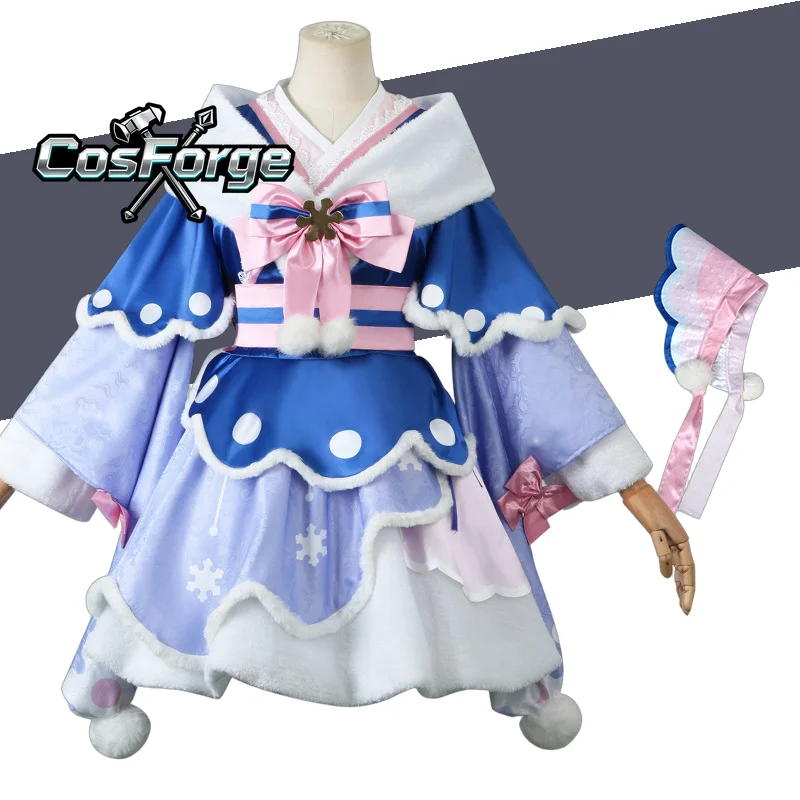 

2023 Snow Miku Cosplay Costume Wig Winter Lolita Outfit with Dress Hat for Women Halloween Party Hairwear