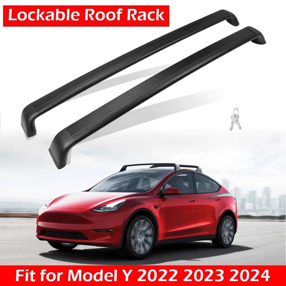 Portaequipajes con cerradura para Tesla Model Y 2024 2023 2022, accesorios para portaequipajes, barras cruzadas antirrobo, modelo Y, portaequipajes