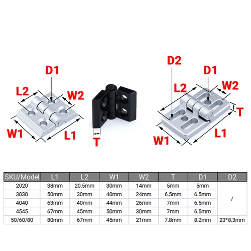 Imagen 2 del producto 5/10 Uds 2020 3030 4040 4545 bisagras de aleación de Zinc accesorio de perfil de aluminio conector de bisagra de puerta para extrusión de perfil de aluminio