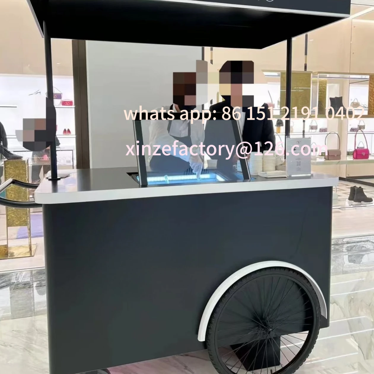 Customizable wrought iron clock in float supermarket store display promotion mobile cart sales showcase ice cream snack truck