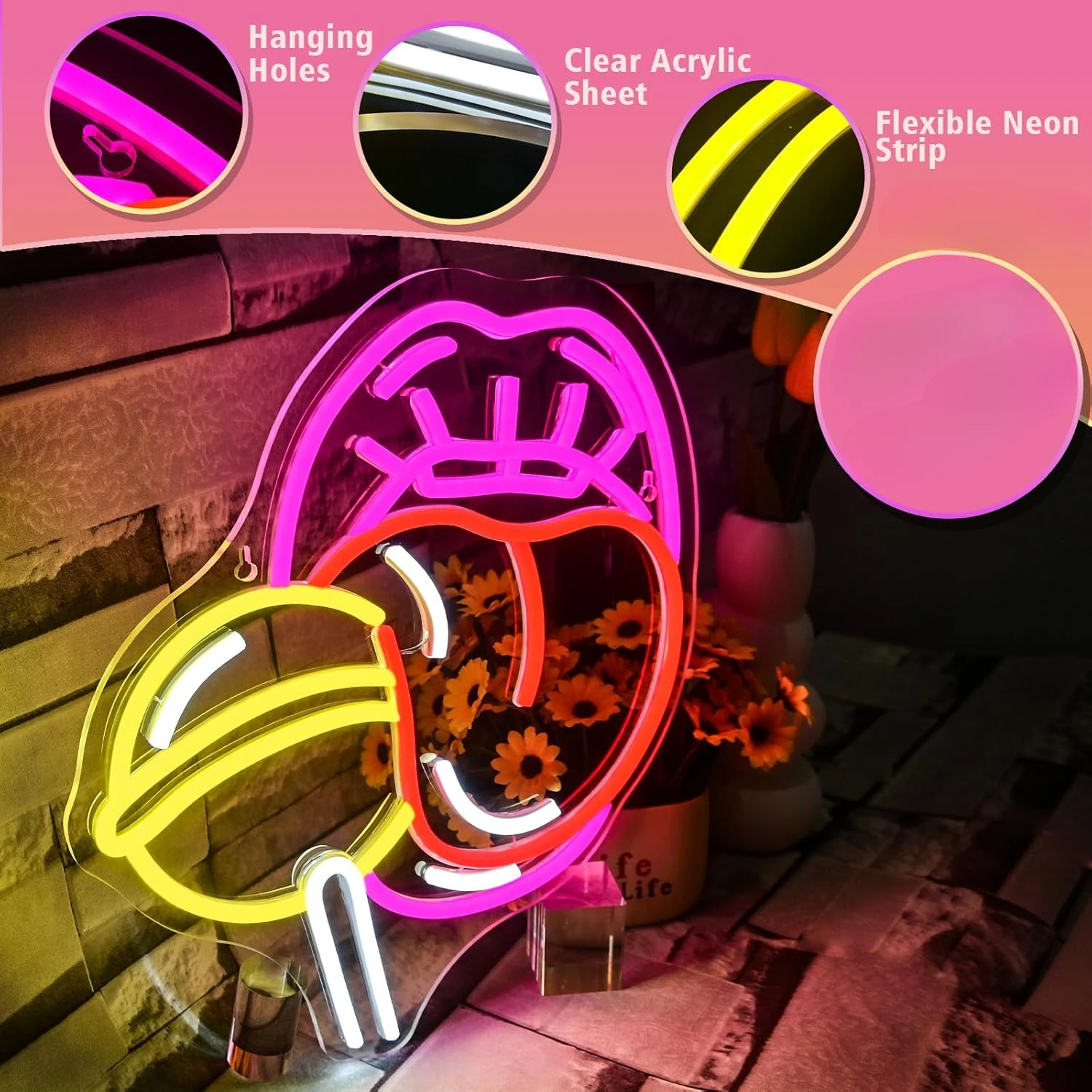 اللسان الحلوى النيون تسجيل ضوء النيون لمتجر رجل الكهف غرفة نوم هدايا الحفلات متجر الزفاف سوبر ماركت بار جدار ديكور هدايا لصديق