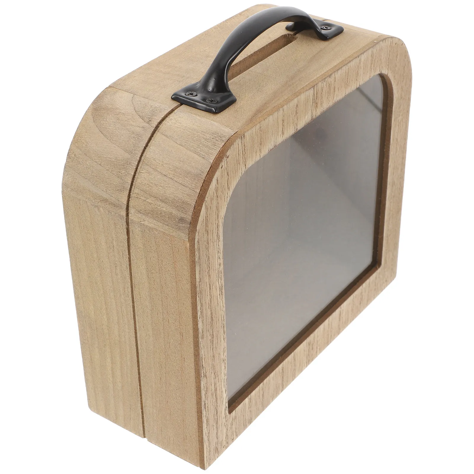 Wooden Coin Bank Vintage Transparent Money Saving Box Desktop Decor Creative Saving Jar for Cash Bills and Coins