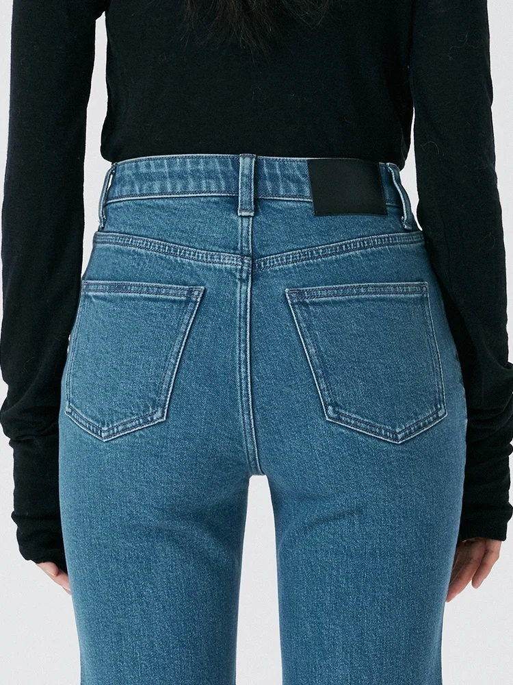 

No 93 Прямые джинсы в стиле ретро с высокой талией, девятисекционные женские эластичные длинные брюки, хлопковые эластичные джинсовые всесезонные джинсы