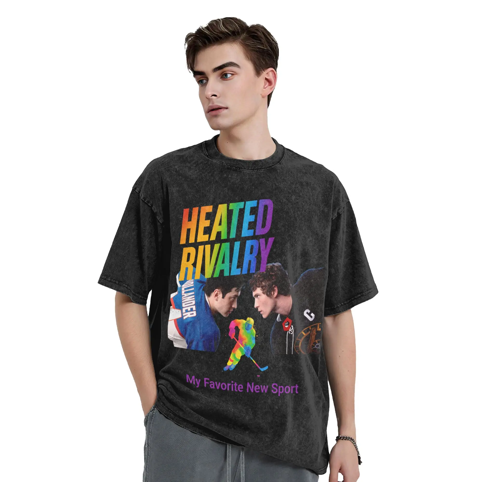 Shane Hollander & Ilya Rozanov T Shirt Washed Harajuku T-Shirt Heated Rivalry Novelty for Men Women Tops Streetwear Summer Tees