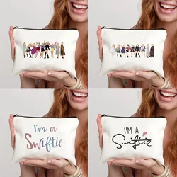 Borsa per il trucco stampata con motivo Swiftie organizzatore regalo per feste da donna alla moda borsa laterale per wc portatile da viaggio portafoglio portatile