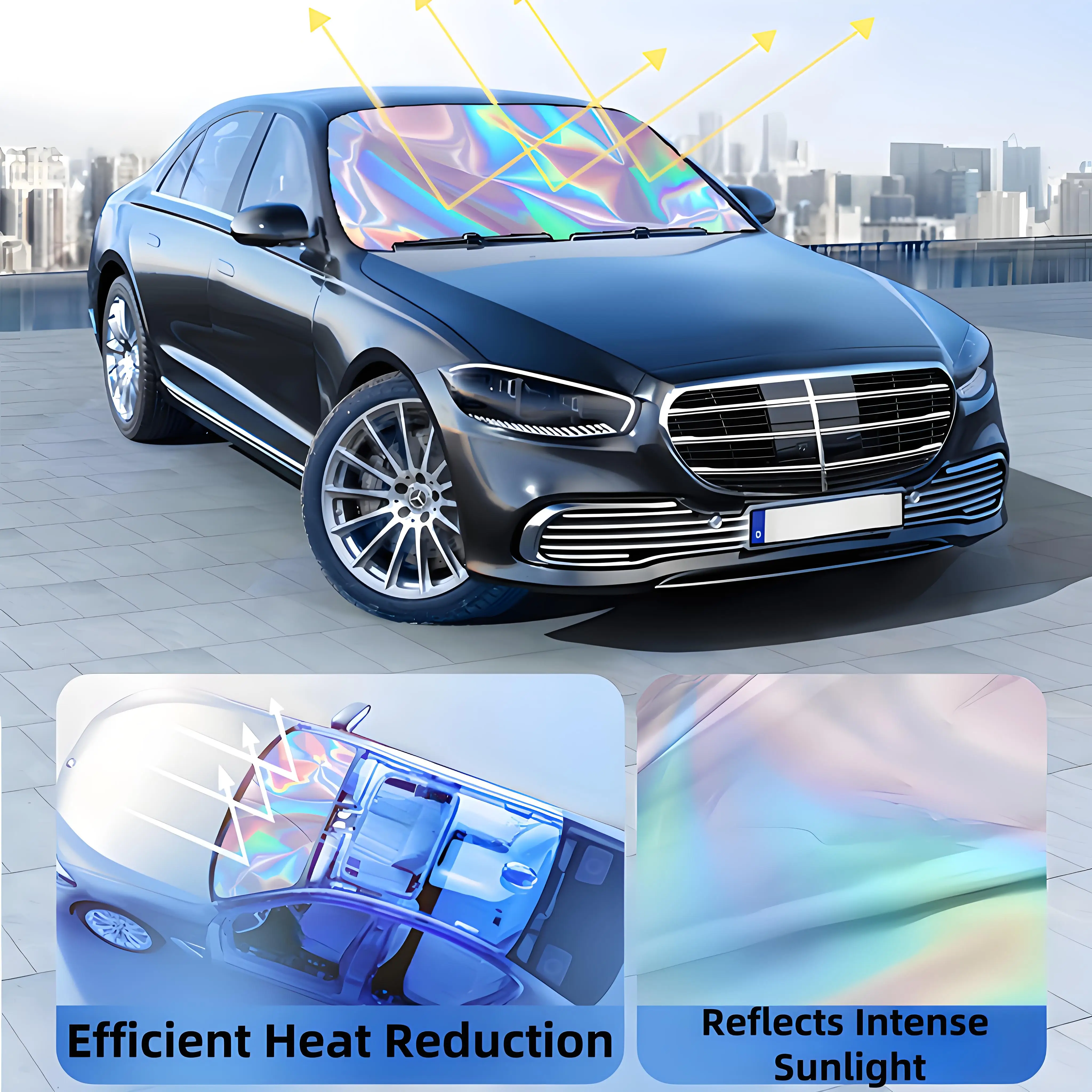 New Car Windshield Sun Shade Cover Front Window Sun Visor Foldable Car Curtains for Summer Cooling UV Refletive Heat-Isolation