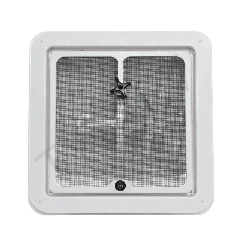 TYTXRV Caravan Accessories 14inch DC12V 420X420mm RV Roof Vent Manual Control Simple Singe Fan Exhaust Fan White Lid RV Parts