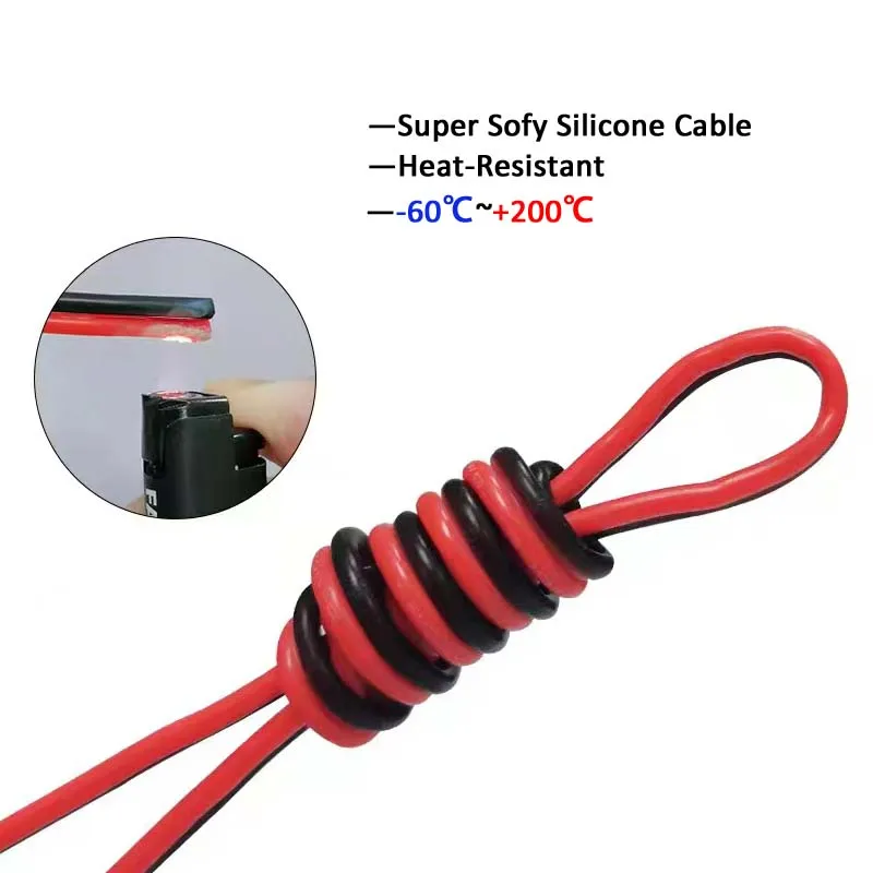 5M 10M 50M 100M 2Pin Super Soft Silicone Cable 22AWG Heat Resistant Electrical Power Wire For Battery Car Inverter Motor Light