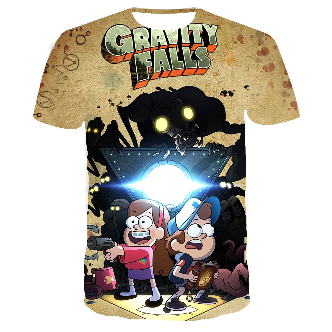 Gravity Falls Boys Girls T-shirt Disney Men's T-shirt 3D Printing Cartoon Short Sleeve MINISO Men's T-shirt New Men's Clothing