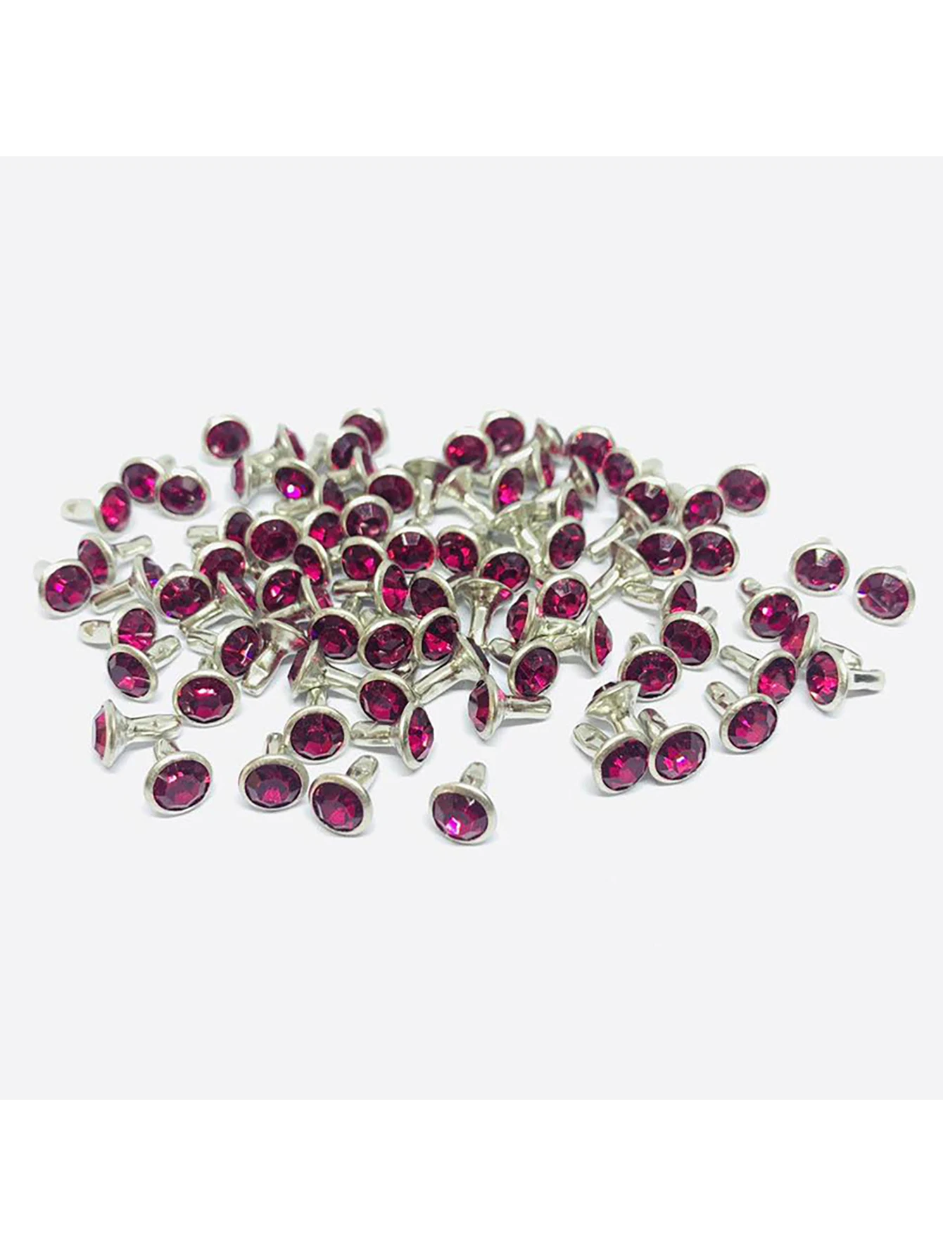 50 Sets 7mm Copper Based Multicolor Crystal Rhinestone Rivets Silver Spots Studs for Leather Craft Rapid Setting Rivets