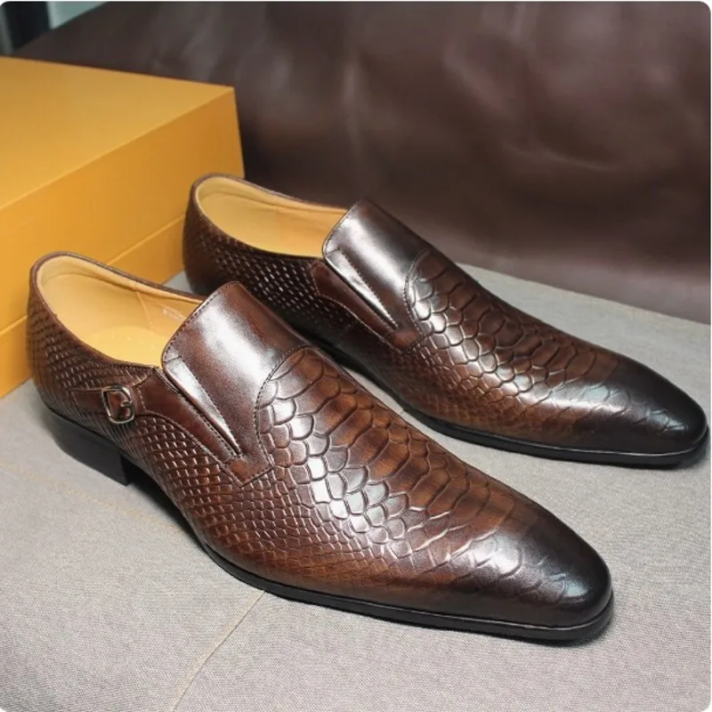 Coffe Black Men Oxfords Cow Leather Fashion Vintage Style Mens Wedding Dress Shoes Plus Szie 38-46