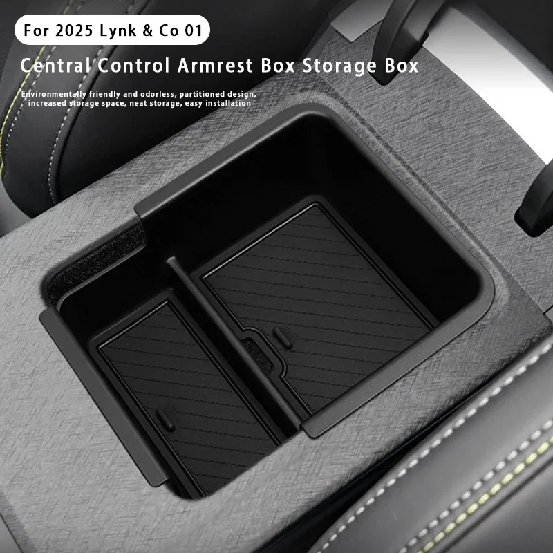 For 2025 Lynk & Co 01 Armrest Storage Box ABS Centre Console Armrest Storage Box Organizer Tray Car Interior Accessoriesies