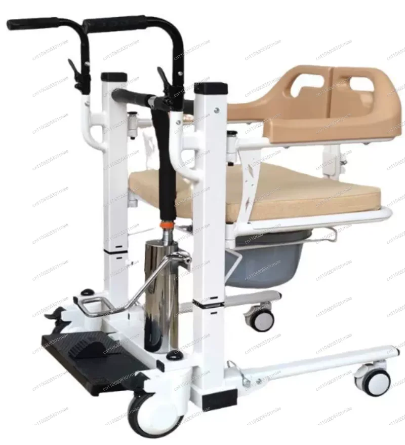 Hydraulic lift and transfer machine, home patient care transfer, elderly mobility lift, transfer vehicle