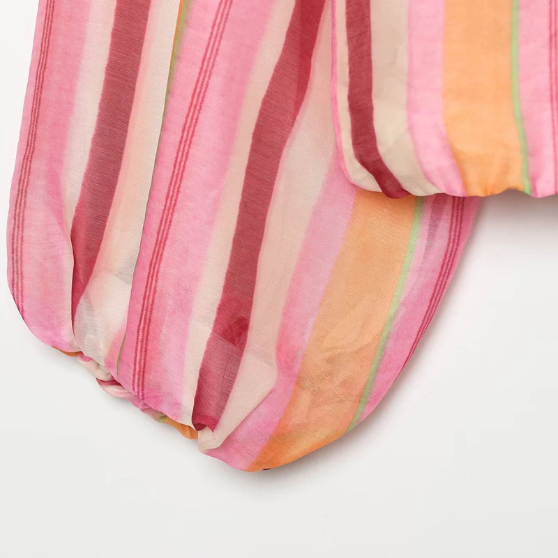 Gestreifte Damen-Cropped-Jacke, mehrfarbige Reißverschlussjacke für Damen, Herbst, lockere Passform, leichte Oberbekleidung, Damen-Langarm-Oberteil – Detail 12
