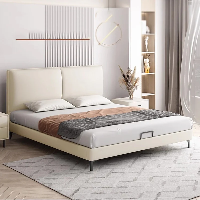 Minimalist Modern Bed Leather Aesthetic Double Luxury Bed Bedroom Headboard Cama De Lujo Para Dormitorio Bedroom Furniture