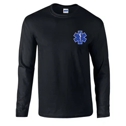 Star of Life EMS EMT Logo T-Shirt 100% Cotton O-Neck Long Sleeve Casual Mens T-shirt Size S-3XL