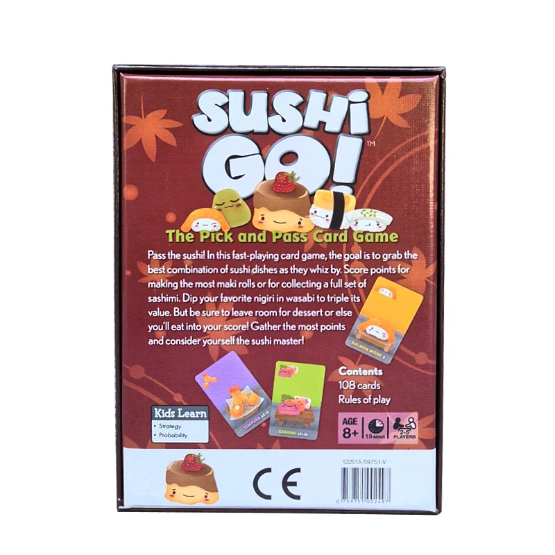 Sushi Go Family Gathering Game Card,Fun Card Game,Party Board Games Interactive Game， Creative Small Gift, Holiday Accessory