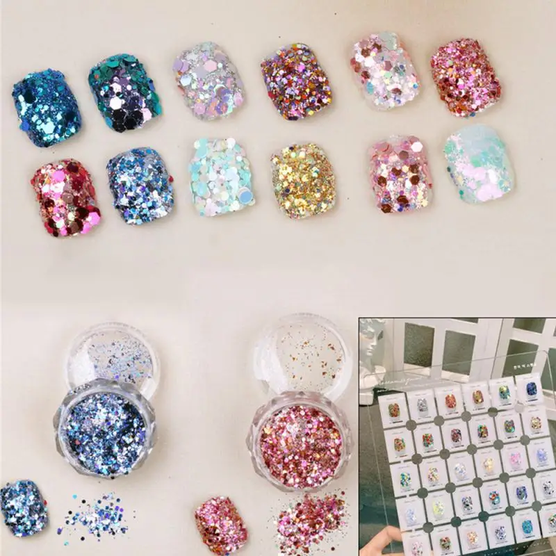 2/3/4PCS Gel Nail Polish Decor Sparkly Flakes Slices Glitter Shiny Large Sequins Holographic Colorful Manicure