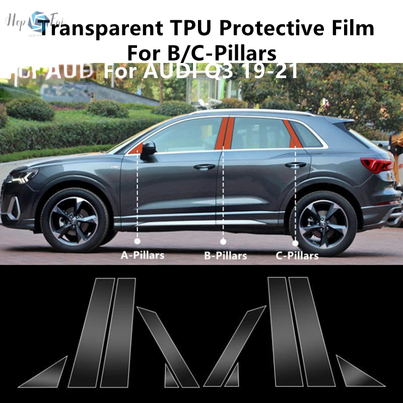 For AUDI Q3 19-21 B/C-Pillars Transparent TPU Protective Film Anti-scratch Repair Film Accessories Refit