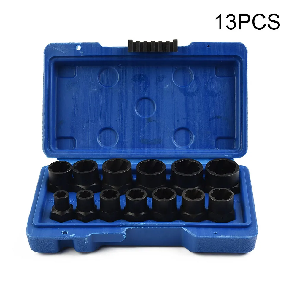 

13pcs 3/8inch Bolt Nut Remover Nut Extractor Socket Broken Bolt Nut Screw Remover Tool Damaged Stripped Square Drive Bolt Remove