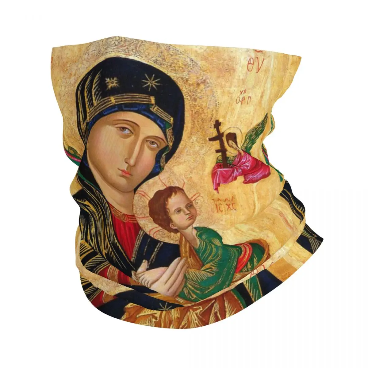 Custom Our Lady Of Perpetual Help Winter Headband Neck Warmer Camping Tube Scarf Roman Catholic Virgin Mary Face Bandana Gaiter