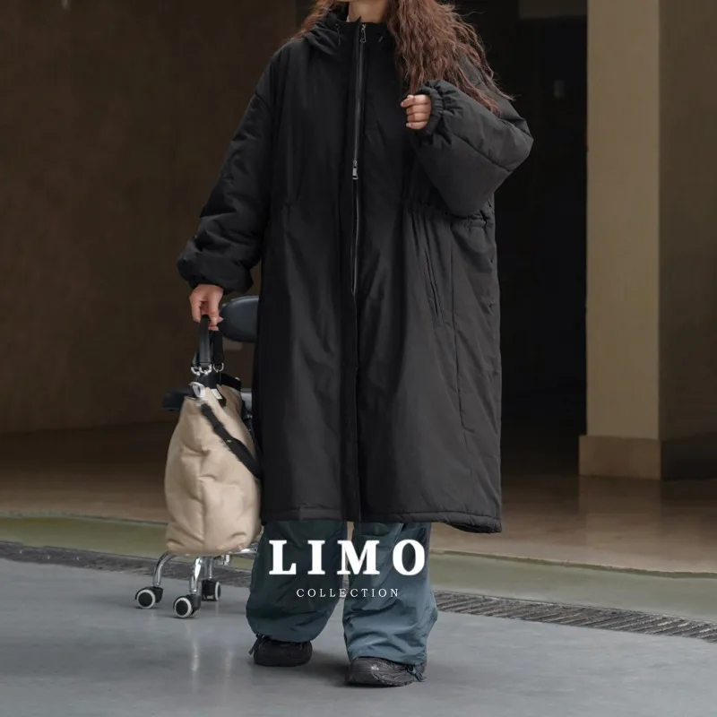 

LIMO 2025, осенне-зимний женский плащ с капюшоном, длинная элегантная верхняя одежда, шифоновая ткань из синели, модная уличная одежда