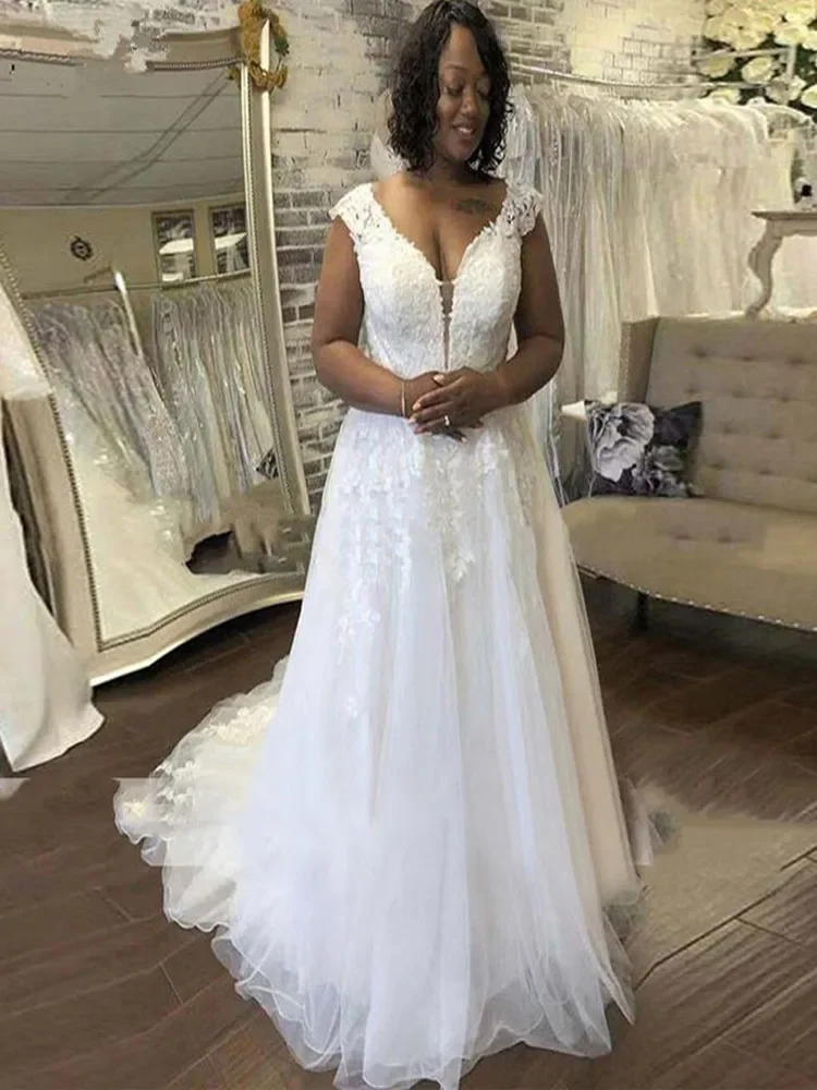 Vestidos De novia africanos personalizados con escote en V profundo y espalda descubierta, Apliques De encaje, vestido De novia para mujer 2025