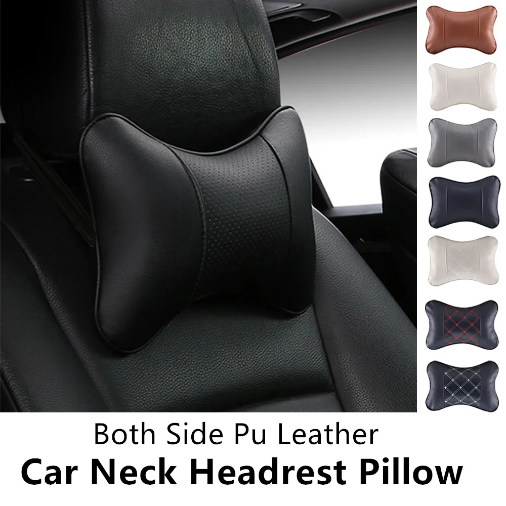 Pu Leather Car Neck Headrest Pillow For Volkswagen Golf Amarok Canyon Aventura Atlas Beetle Jetta Bora CC Auto Cervical Pillow