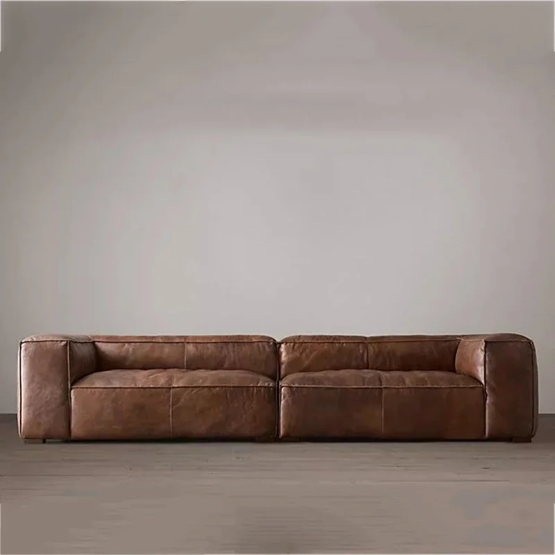 

Leather Living Room Sofas Luxury Brown Italian Nordic Lazy Puffs Couch Double Lounge Floor Divano Soggiorno Home Furniture