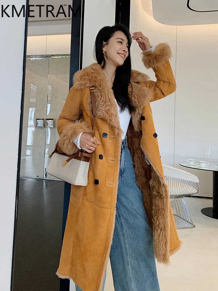 หนังแกะธรรมชาติขนสัตว์ Double Faced เสื้อขนสัตว์ผู้หญิงยาวขนสัตว์จริงฤดูหนาวแจ็คเก็ตหนังเสื้อผ้าผู้หญิง 2025 ба
