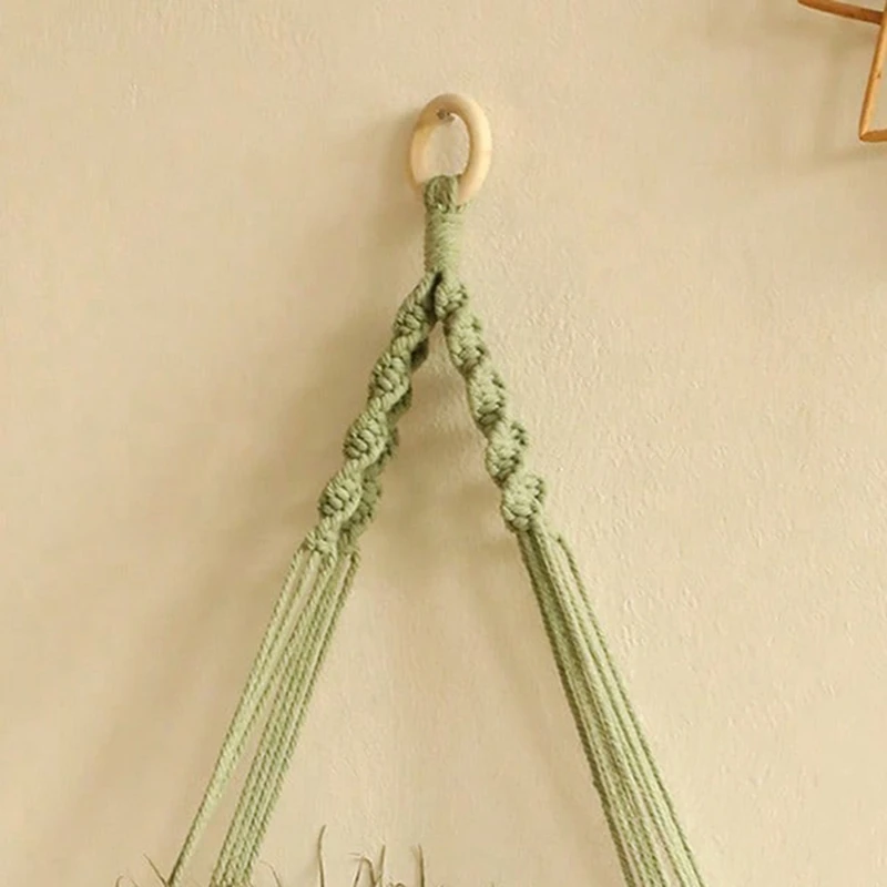 Handmade Macrame Wall Hanging Shelf Woven Leaves Decoration Wooden Floating Shelves Bedroom Home Decoration Leaf Wall