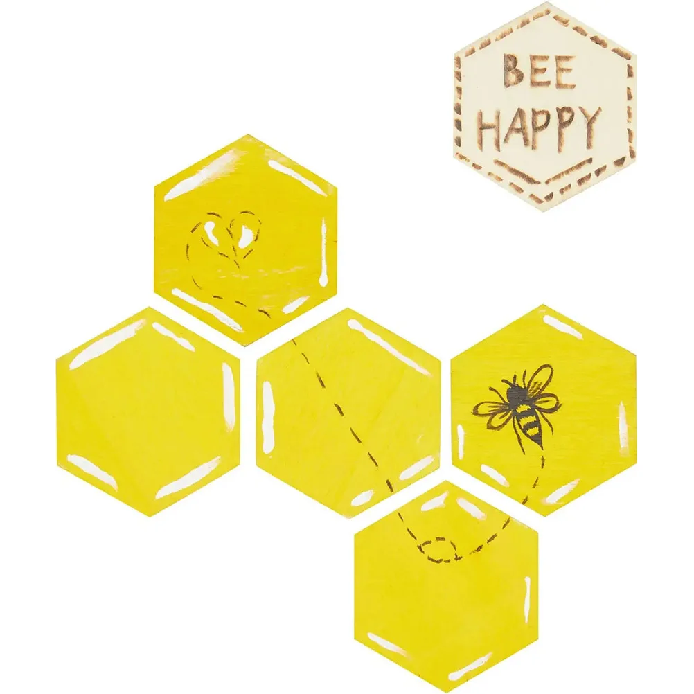 

100Pcs Unfinished Wood Slices Hexagon Shape DIY Craft Material Smooth Surfaces Unique Handicrafts Kids Creativity