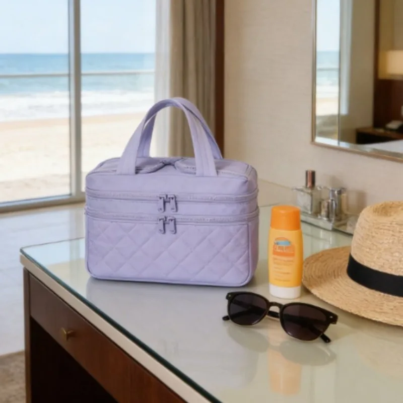 

Большая косметичка для путешествий, органайзер для туалетных принадлежностей, объемная сумка для хранения косметики с широким открытием