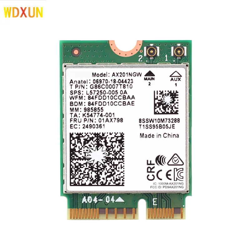 

Wi-Fi 6 AX201 Bluetooth 5.0 Dual Band 2.4G/5G Wireless NGFF Button E CNVi Wifi Card AX201NGW 2.4Ghz / 5Ghz 802.11ac / ax 210NGW