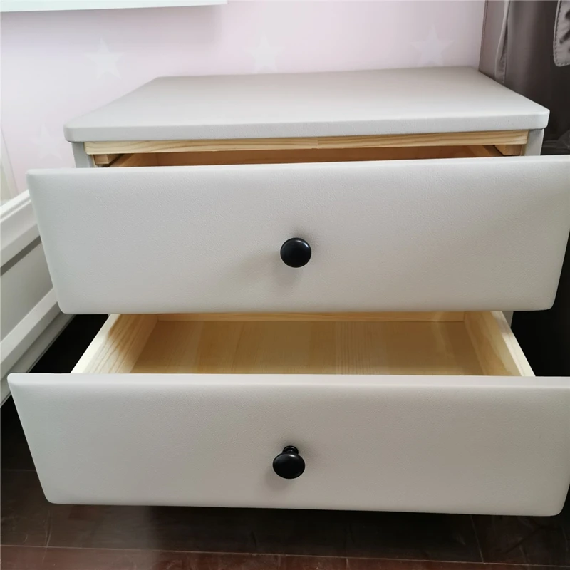 Light luxury pine custom-made simple modern Nordic drawer leather art storage bedside table high-end leather bed