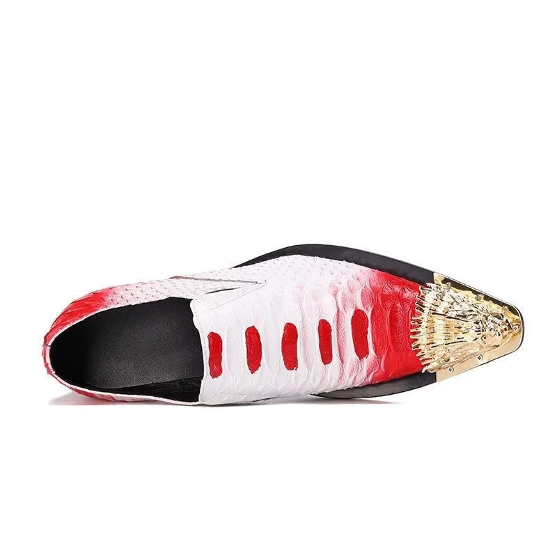 Men's Shoes Fashion Trendy Shoes Genuine Leather Pointed Iron Head Men's Casual Leather Shoes Personalized Nightclub Hairstylist