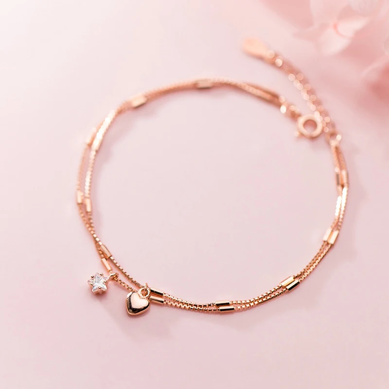 Modian Fashion Shiny CZ Stars Love Hearts Sterling Silver 925 Bracelet for Women Luxury Wedding Engagement Fine Jewelry Gift