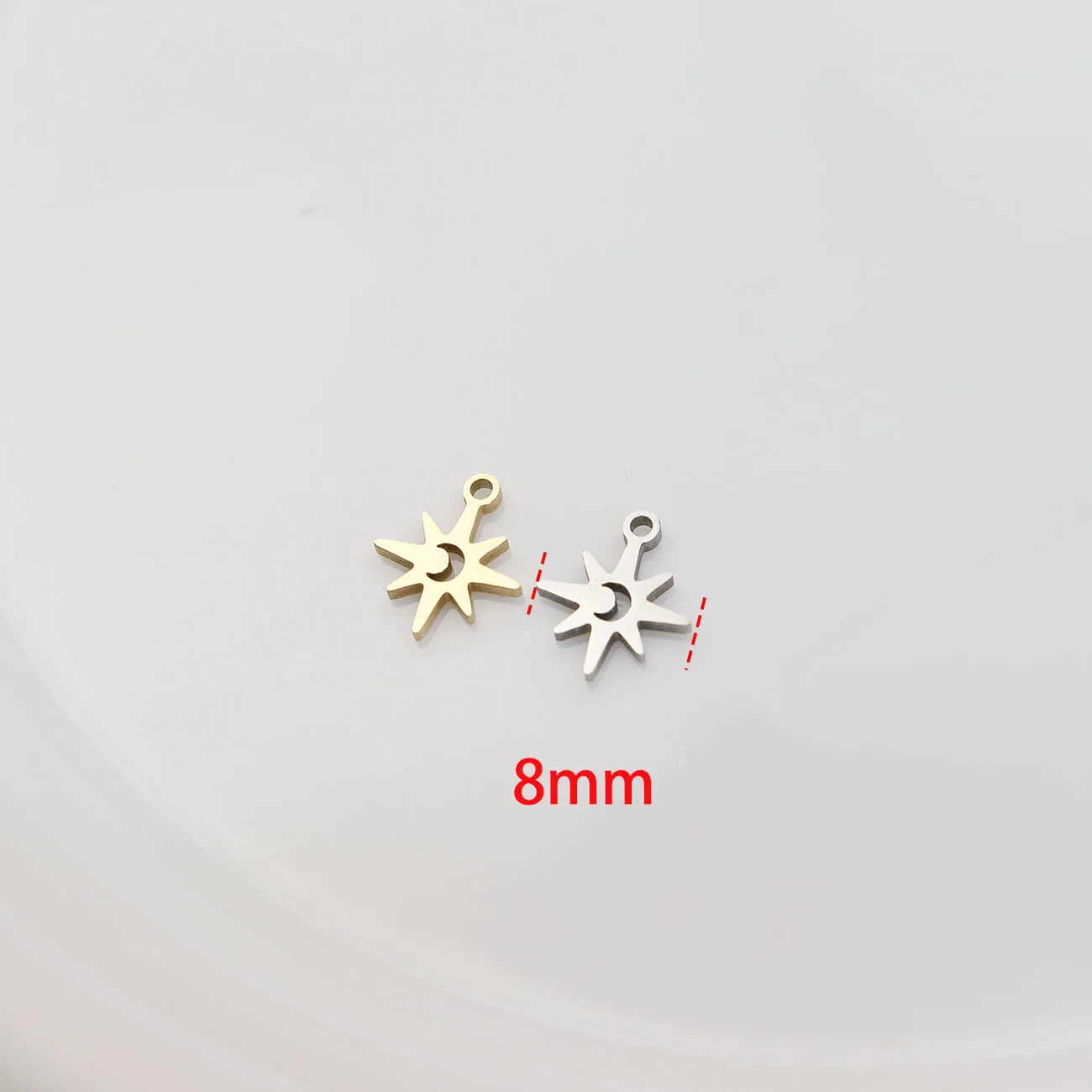 10pcs Stainless Steel Shiny Mini Star Moon Mirro Polished Fashion Accessory Necklace Charms PVD Plate DIY Jewelry Accessory view 3