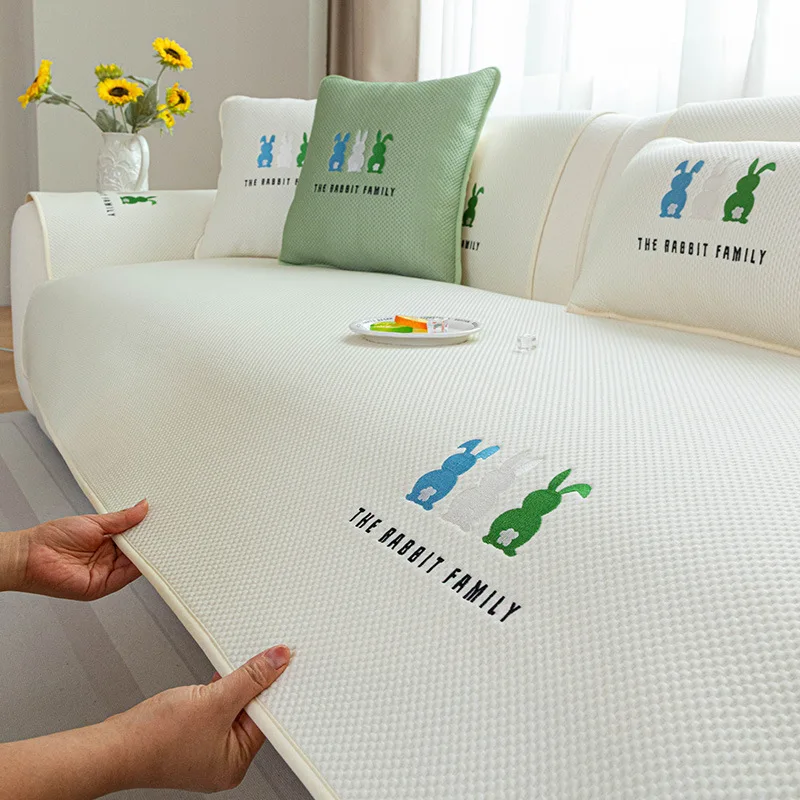 Summer Ice Silk Sofa Cover Universal Non-slip Sofa Mat Cool Feeling L Couch Cushion Towel Universal Slipcover Seat Pad Protector