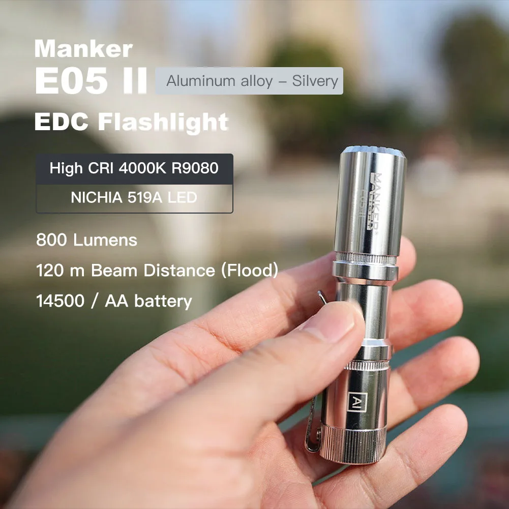 Imagem -02 - Lanterna Manker Compact Edc Led Nichia 519a 1300 Lumens 14500 ou aa E05 ii Versão Cri Alta 4000k R9080