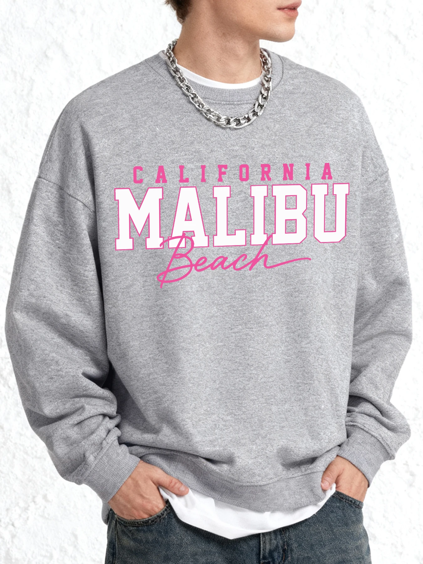 كاليفورنيا ماليبو الشاطئ الطباعة طويلة الأكمام للرجل الخريف عارضة البلوز المعتاد س الرقبة البلوفرات اليومية الهيب هوب الملابس #2