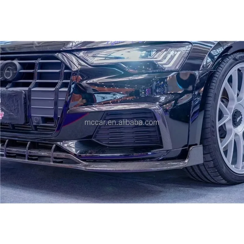 Labbra anteriori per paraurti anteriore per auto in fibra di carbonio a secco con montaggio perfetto per Audi A6 Allroad 2019-2022 Labbro anteriore per paraurti stile MC
